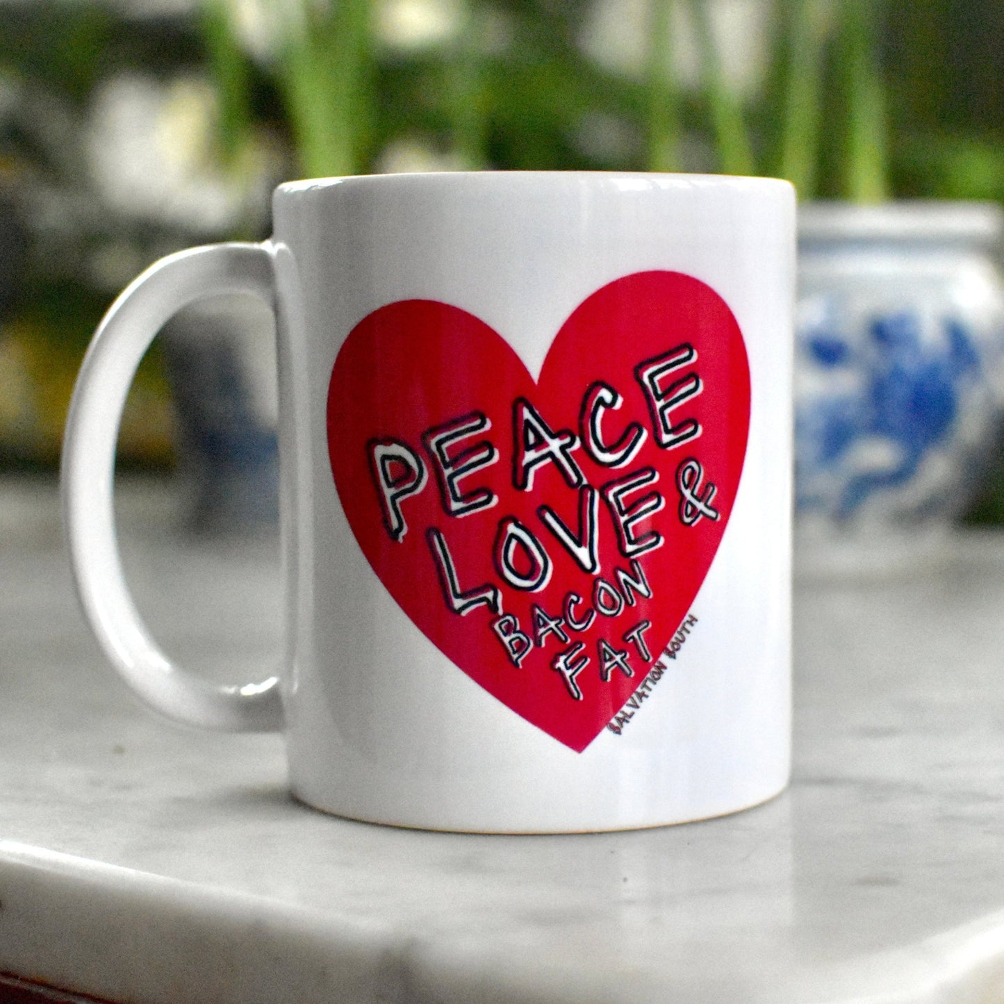 The Peace, Love and Bacon Fat Coffee Mug - Salvation South
